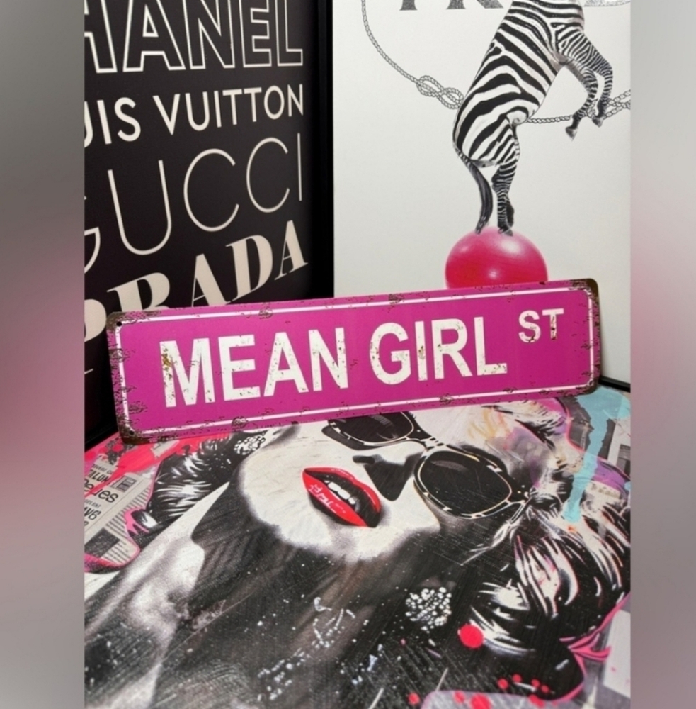 Pink 'Mean Girl St' Wall Art Sign